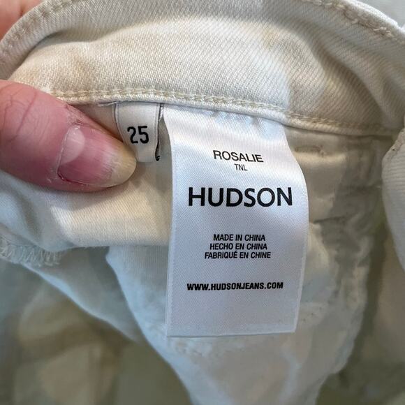 Hudson Rosalie Wide Leg Jeans White Distressed Size 25 - Picture 7 of 13